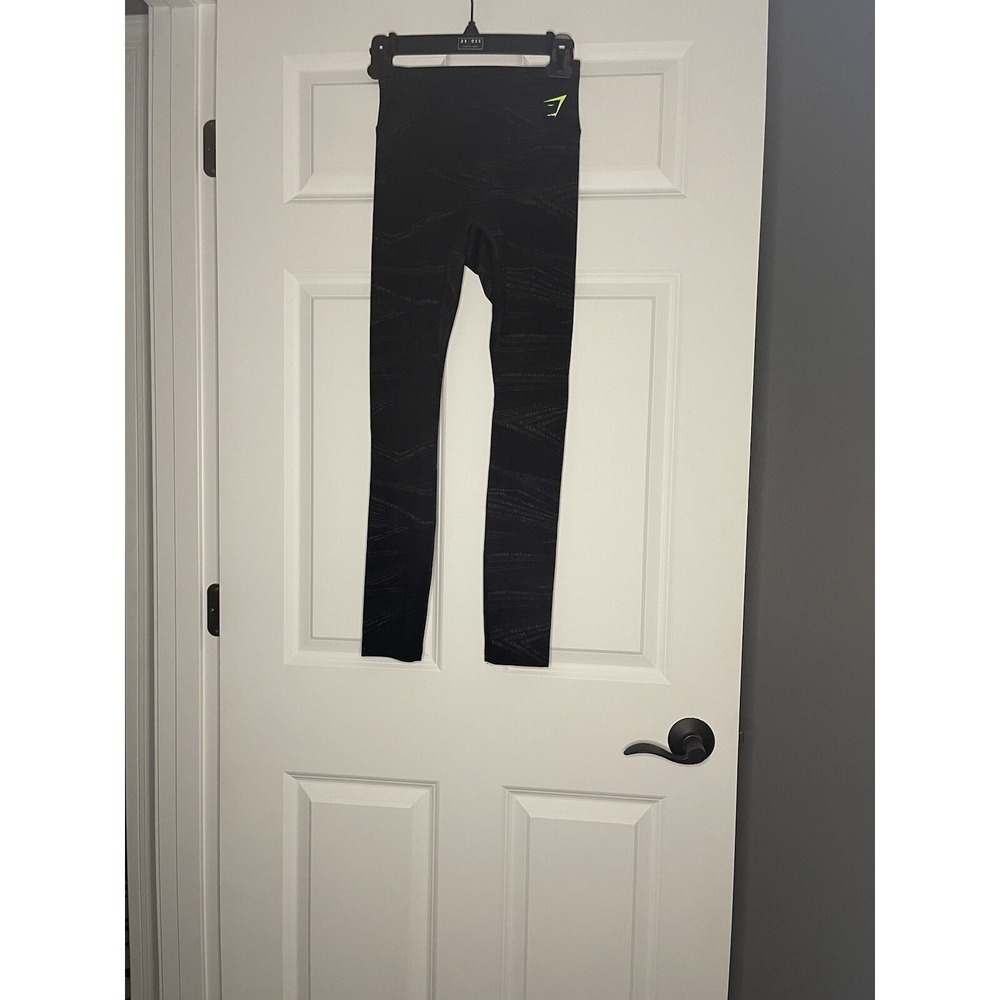 Gymshark Zone Graphic  Leggings Black Gray Neon Green Logo